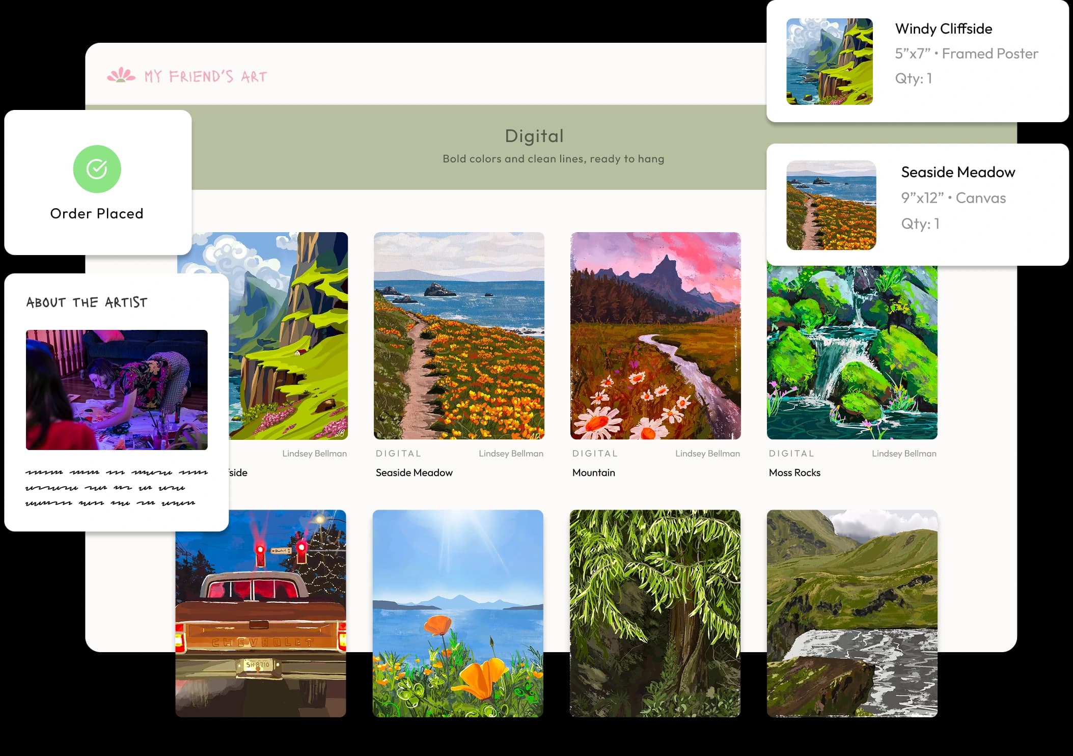 My Friend's Art — marketplace collage